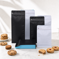 Vente directe d'usine, sachets refermables à fond plat pour biscuits, gâteaux, collations, café biologique, emballages de stockage avec fermeture éclair