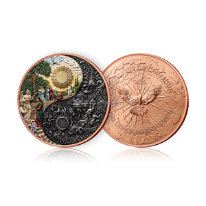 Moneda Conmemorativa de Cobre Fino .999 de 1 Oz con Bajo MOQ, Medalla Coleccionable Yin Yang Cielo y Infierno - Product Image 1