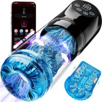 KI-Synchronisierter Taschenmasturbator für Männer, Penispumpe mit Stoß-, Rotations-, Vibrations- und Saugfunktion, Männlicher Masturbator mit LCD-App-Steuerung