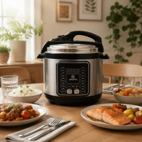 Cuisinière à pression électrique multifonction 10-en-1 de 5 L en acier inoxydable antiadhésif avec écran LED pour usage domestique et hôtelier