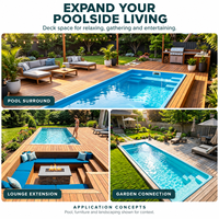 Plateforme de loisirs pour piscine en panneaux composites durables, installation rapide, prête à l'emploi, terrasse modulaire en WPC, fournie par le fabricant