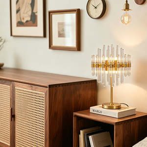 Light Luxury Copper Floor Lamp Coffee Shop Hotel Model Room Exhibition Hall Villa Tea Living Room Bedroom Crystal <b>Table</b> Lamp - Product Image 4
