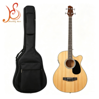 Gitar Bass Akustik Elektrik 4 Senar, Bass Kayu Elektrik dengan Equalizer 4-Band 7545, Desain Cutaway