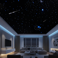 Panneau de plafond en polyester pour salon, effet ciel étoilé avec étoiles filantes en fibre optique