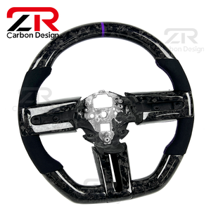 Volant de direction personnalisé en fibre de carbone forgée et cuir véritable pour <span class=keywords><strong>Ford</strong></span> <span class=keywords><strong>Mustang</strong></span> GT GT500 GT500KR RTR Shelby Super Snake - Product Image 3
