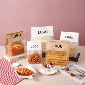 Sac en papier kraft recyclé imprimé avec logo personnalisé pour l'emballage alimentaire, avec fond plat, pochette autoportante, design sac brun et blanc - Product Image 4