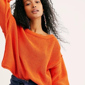 Maglioni autunnali a maniche lunghe a maniche lunghe in <span class=keywords><strong>maglia</strong></span> lavorata a <span class=keywords><strong>maglia</strong></span> girocollo <span class=keywords><strong>arancione</strong></span> per <span class=keywords><strong>donna</strong></span> - Product Image 3