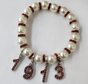 Collier en perles avec pendentif en argent rouge DST Delta Sigma - Product Image 6