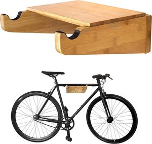 <span class=keywords><strong>Soporte</strong></span> de Pared para <span class=keywords><strong>Bicicleta</strong></span>, <span class=keywords><strong>Soporte</strong></span> de Bambú para Guardar Bicicletas en Interiores con Estante Extraíble - Product Image 1