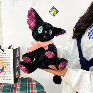 Divertente Peluche Gatto Nero - Giocattolo Antistress Ricamato Super <span class=keywords><strong>Morbido</strong></span> per Bambini e Regalo per Bambini - Product Image 3