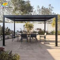 Pergola bioclimatique de jardin extérieur, structure en aluminium durable, lames à double couche, système de drainage dissimulé