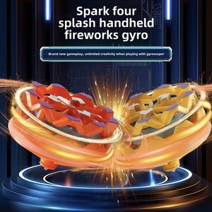 Handheld Plastic Fireworks Gyros Toy Flaming Luminous Spinning Toy Kids Boys Battle Exploding Spin Decompression Toy - Product Image 3