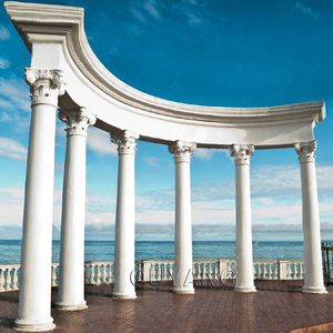 QUYANG el yapımı doğal taş yuvarlak sütun tasarımı açık yunan dekoratif bej mermer sütun ev için - Product Image 4