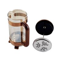 Cafetière à piston populaire en verre borosilicate avec filtration à 4 niveaux, en acier inoxydable, écologique, design classique avec couvercle