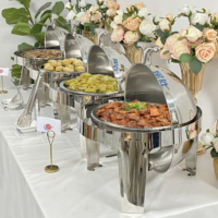 Panci Pemanas Makanan Buffet Bulat 4.5L dengan Tutup Roll Top dari Stainless Steel untuk Pesta Pernikahan