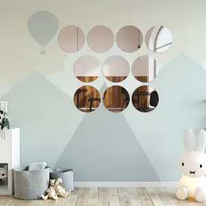 5 pezzi acrilico piatto a specchio cerchio specchio autoadesivo Non vetro <span class=keywords><strong>adesivi</strong></span> specchio <span class=keywords><strong>per</strong></span> la decorazione della parete domestica - Product Image 2