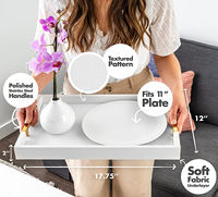 Rectangle moderne élégant blanc brillant décoratif Table basse parfum salon cuisine plateau de service avec poignées en métal doré