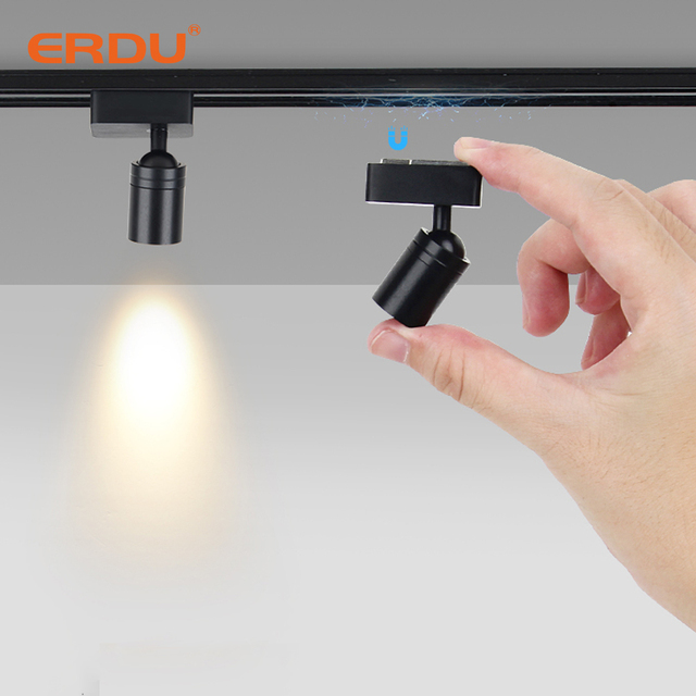 ERDU Adjustable Angle Commercial 24v Led Track Light System Cob Spotlight Mini Led Magnetic Track Light