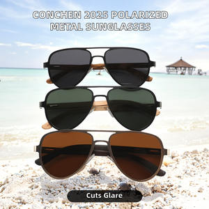 <span class=keywords><strong>CONCHEN</strong></span> 2025 Großhandel Hochwertige Trendige Polarisierte TAC-Gläser Vollrand Metall Holz Gold Klassisches Design Maßgefertigte Sonnenbrillen - Product Image 2