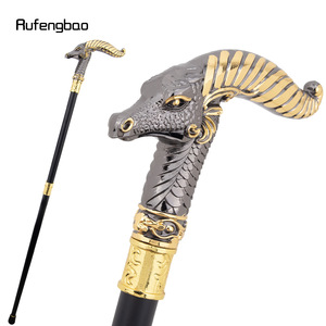 ไม้เท้าหัวมังกรรูเฟิงเป่า ดีไซน์โลหะสีดำทอง ทันสมัยสำหรับผู้ชาย - Product Image 1