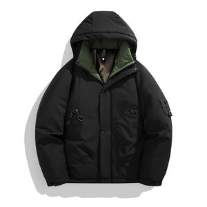 Veste polaire décontractée pour homme avec logo personnalisé, style américain, longue, chaude, confortable, à capuche, coupe-vent, avec fermeture éclair, idéale pour l'extérieur en hiver - Product Image 5