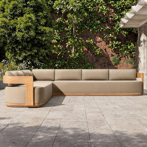 Moderne Schnitts til L-Form im Freien Holz Sofa Möbel Teak Garten Sofa Set - Product Image 4
