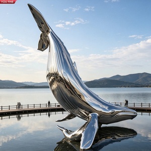 YOUFINE Escultura <span class=keywords><strong>de</strong></span> Ballena Azul Realista <span class=keywords><strong>de</strong></span> Acero Inoxidable Pulido a Espejo <span class=keywords><strong>de</strong></span> Tamaño Natural, Estatua <span class=keywords><strong>de</strong></span> Pez Gigante Aerodinámica para Parque Acuático - Product Image 1