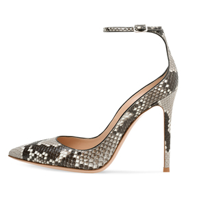 <span class=keywords><strong>Tacchi</strong></span> Alti da Donna con Stampa Serpente, Punta Affusolata, Tacco <span class=keywords><strong>a</strong></span> <span class=keywords><strong>Spillo</strong></span> e Cinturino alla Caviglia, Taglie Grandi - Product Image 1