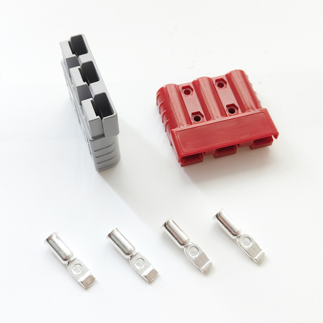 50A 600V Plug 3P Pole Socket 10/12AWG 8AWG 6AWG Silver Plated Copper Terminals Connector