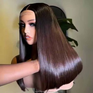Peluca de <span class=keywords><strong>Cabello</strong></span> Humano Liso Extremo con Forma de M, Corte Bob <span class=keywords><strong>Corto</strong></span>, <span class=keywords><strong>Cabello</strong></span> Remy Vietnamita, Encaje Frontal HD 13x4 Sin Pegamento, con Línea de <span class=keywords><strong>Cabello</strong></span> Lagos - Product Image 2