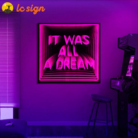 Miroir LED Infinity avec cadre doré, boîte lumineuse murale effet tunnel, miroir espace profond pour salon, chambre, bar, studio - Vente en gros