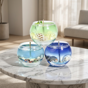 LANJO Ocean World Moon Cup Scented <b>Candle</b> <b>Long</b>-lasting Fresh Scent Handmade Jelly Wax Art <b>Candle</b> Glass Jar for Home Decor Gift - Product Image 4