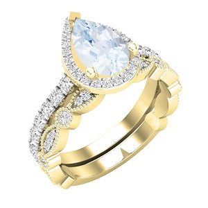 Anillo de compromiso clásico con diamante talla pera de 2 quilates y halo de diamantes laterales en oro de 14K, personalizado de fábrica para mujer, con certificado IGI. - Product Image 5