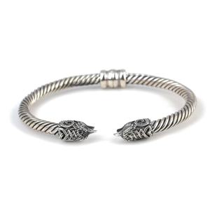 925 <b>Sterling</b> <b>Silver</b> Falcon Head Twisted Romantic <b>Mens</b> <b>Bracelet</b> with Natural Stone Spring Clasp Handmade Turkish Jewelry - Product Image 3