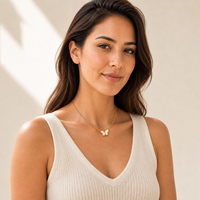 Collier en acier inoxydable 304 plaqué or 18 carats avec papillon en nacre pour marques de boutiques