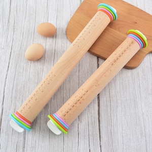 Kitchen Adjustable Wood Baking Utensils Bakers Cookie Pastry Dough Baking <b>Tools</b> Cake Wooden <b>Rolling</b> Pin With Thickness Ring - Product Image 1