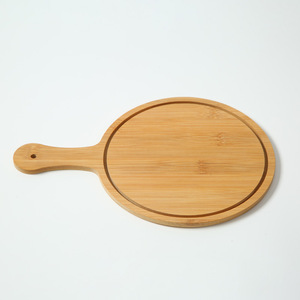 Plateau à pizza rond en bambou avec poignée pour la cuisson du pain et la présentation de la cuisine occidentale - Product Image 1
