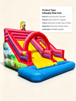 Toboggan Gonflable Robuste en PVC 18 OZ Certifié CE EN14960, Combo Double Piste avec Piscine à Eau pour Enfants et Adultes, Utilisation Extérieure