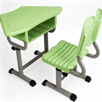 Bureau d'école réglable pour enfants, mobilier de salle de classe, bureau et chaise trapézoïdaux combinés pour étudiants, en plastique