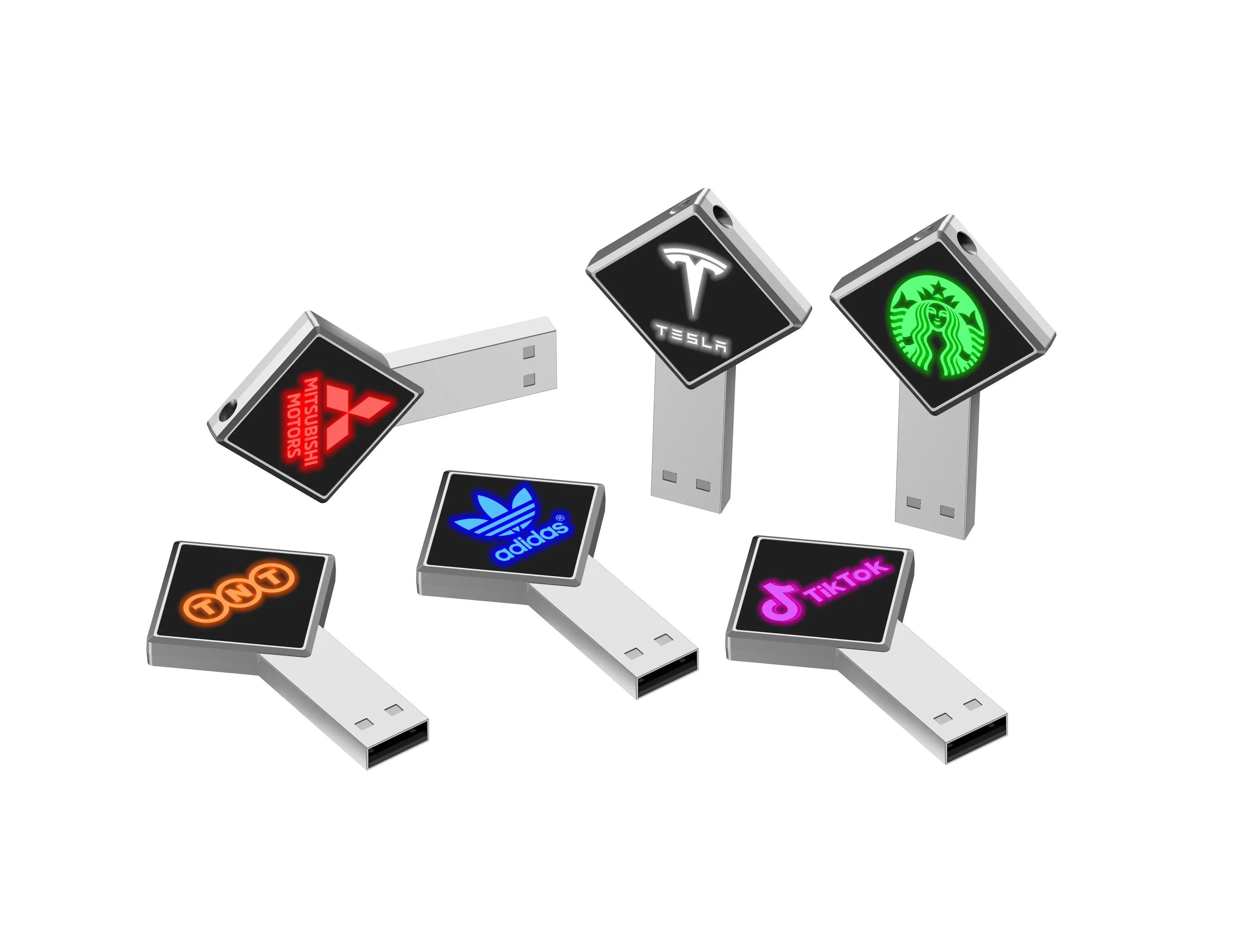 Clé USB 2.0 avec logo personnalisé et lumière LED, 3.0 pouce, 64 go, 128 go, disque flash