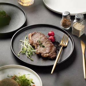 Minimalist Instagram Style Tableware Black Frosted <b>Ceramic</b> <b>Plate</b> White Quicksand <b>Plate</b> Creative Dish <b>Plate</b> for Restaurant - Product Image 4