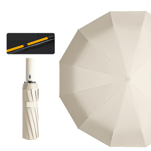 Parapluie classique en fibre de verre entièrement automatique à 3 plis de 23 pouces, <span class=keywords><strong>soleil</strong></span> et pluie, 12 baleines, résistant au vent, cadeaux d'affaires personnalisés - Product Image 2