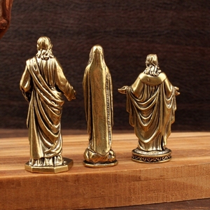 Juego de Jesús y la Virgen María en Latón Vintage - Decoración Religiosa Hecha a Mano para el Hogar OEM - Product Image 1