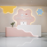 Meuble d'école populaire et durable, comptoir de réception bleu avec éclairage LED pour personnalisation
