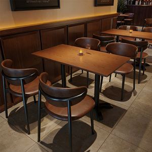 Juego de Mesa y Sillas de Madera para Cafetería, Muebles de Comedor Modernos de Estilo Industrial para <span class=keywords><strong>Restaurante</strong></span>, Bistro, Cafetería, Hotel, Salón - Product Image 1