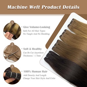 Extensiones de Cabello Humano Virgen 100% Natural, Tejidas a Máquina, Cutícula Alineada, Doble Trama, Puntas Gruesas, Color Natural, Proveedor Mayorista de Cabello - Product Image 4