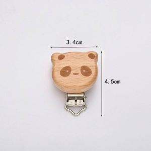 Chaînes de sucettes personnalisables en bois de hêtre écologique avec gravure animale de dessin animé pour bébés, vente en gros - Product Image 4