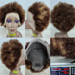 Letsfly Afro crespi parrucche africane diritte 13x4 pizzo frontale Boom capelli umani brasiliani colore naturale parrucche morbide ricci spedizione gratuita