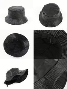 Sombrero de Pescador de Cuero PU Brillante con Estilo Inglés, Moderno y Versátil, Hecho de Cuero - Product Image 3