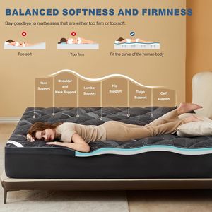 Bedlore-<span class=keywords><strong>Surmatelas</strong></span> en <span class=keywords><strong>bambou</strong></span> respirant, mousse épaisse à mémoire <span class=keywords><strong>de</strong></span> <span class=keywords><strong>forme</strong></span> pour le soulagement des maux <span class=keywords><strong>de</strong></span> dos, coussin <span class=keywords><strong>de</strong></span> lit pour le sommeil latéral, Queen,King - Product Image 2